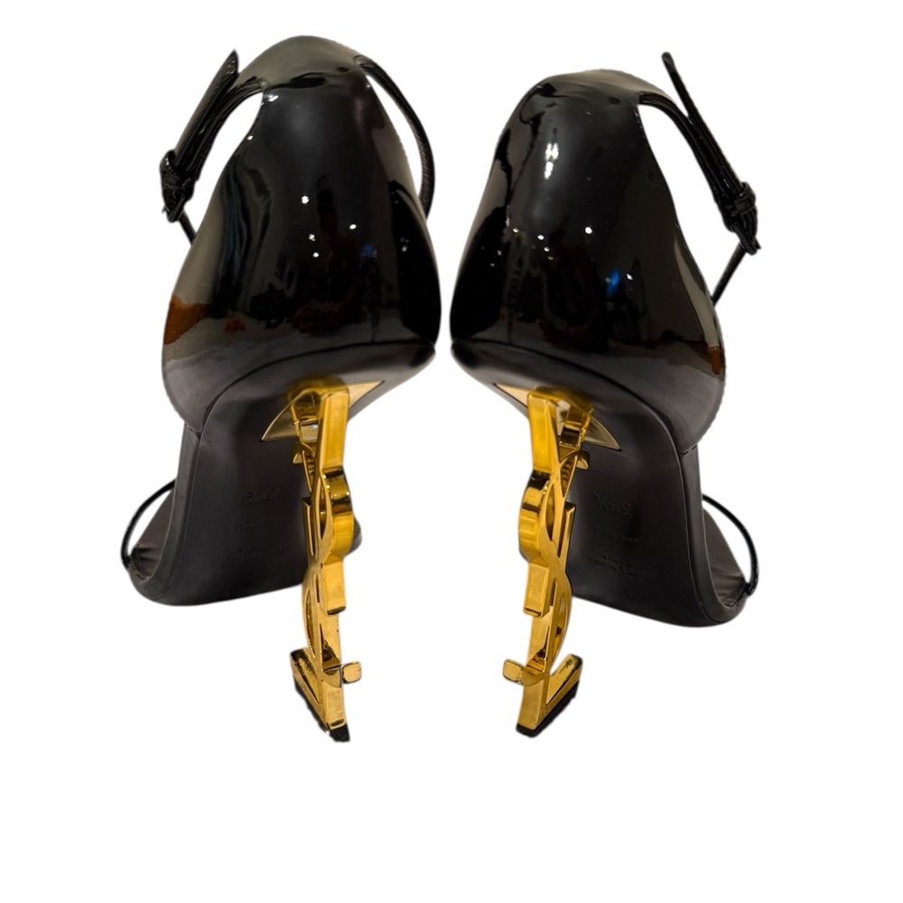 Black Designer Heels with Gold Accents